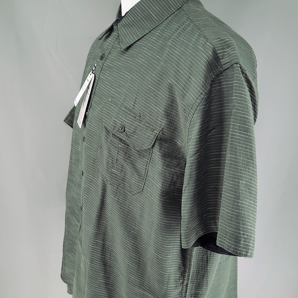 NEW Across the Pond Green Textured Short Sleeve Shirt Men's 2XL Button Down - Picture 8 of 10